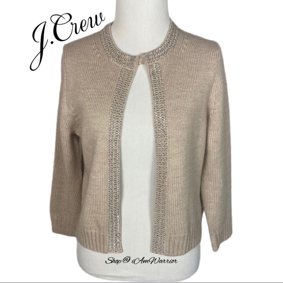 J.Crew Collection jeweled trim ecru cardigan *shop@iamwarrior - Picture 4 of 10